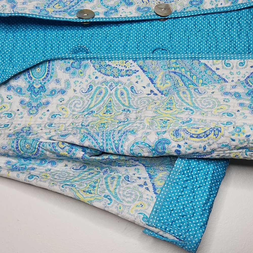 Patty Kim NY Reversible Quilted Blazer Jacket Mixed Print Paisley Polka Dot - Picture 6 of 13